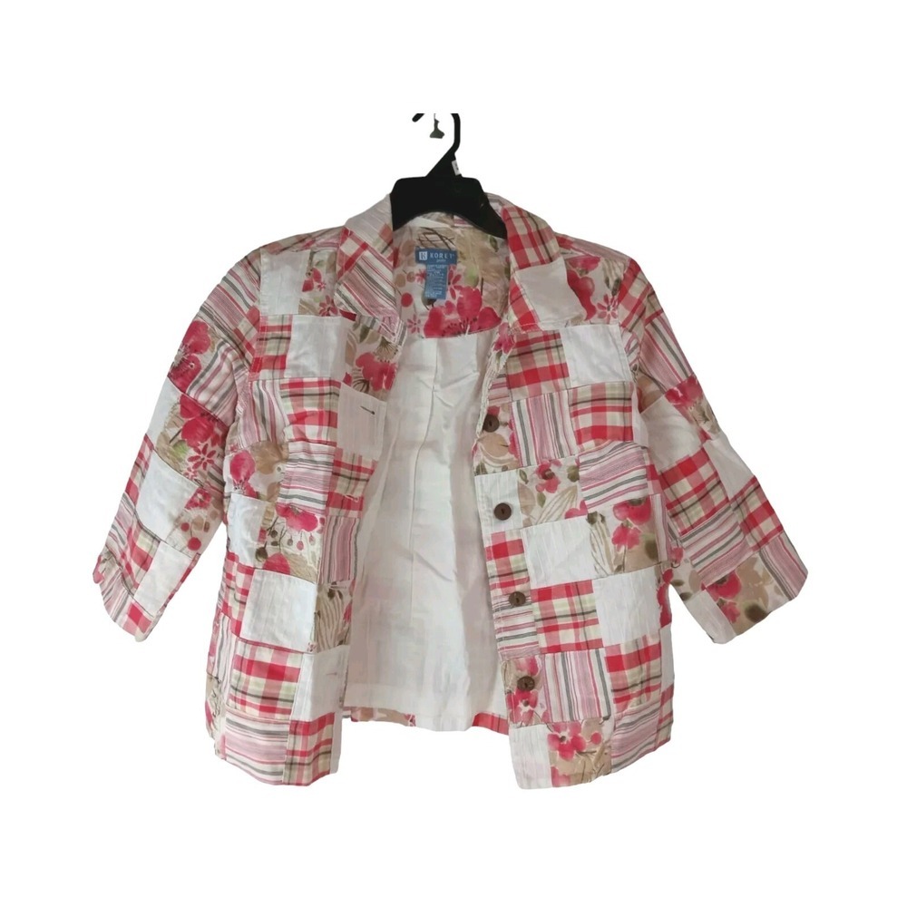 Koret Women's Button-up Jacket size PM Pink Beige Patchwork Pockets